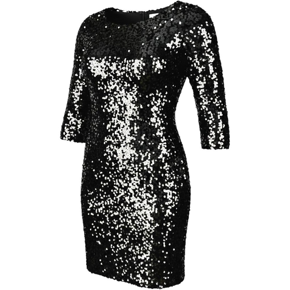 Vtg Premier Amour Mirror Sequins Dress Women 6 Party Pencil Bodycon M Silver NYE